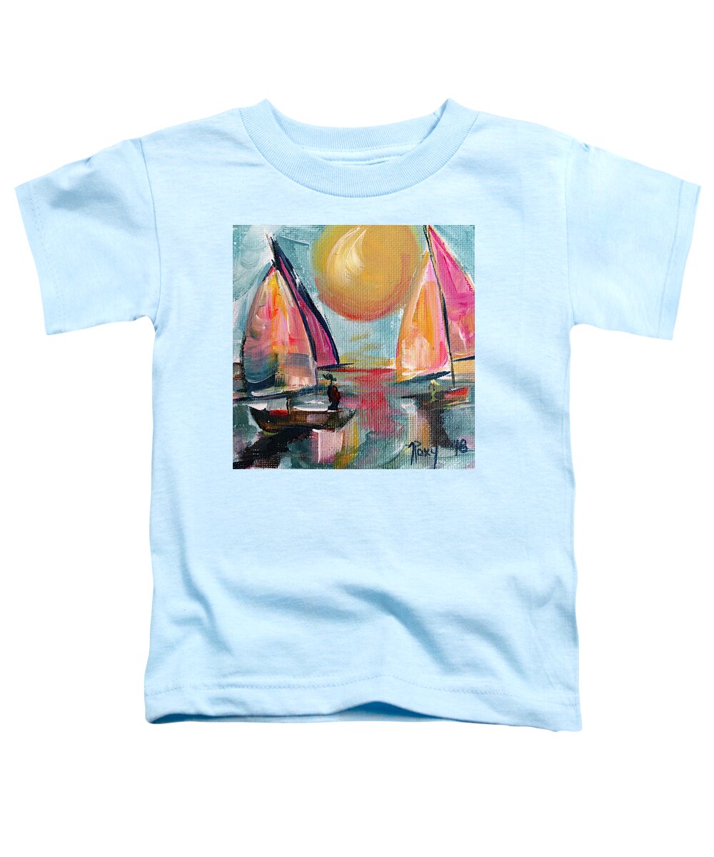 Harbor Toddler T-Shirt featuring the painting Sail away with me by Roxy Rich