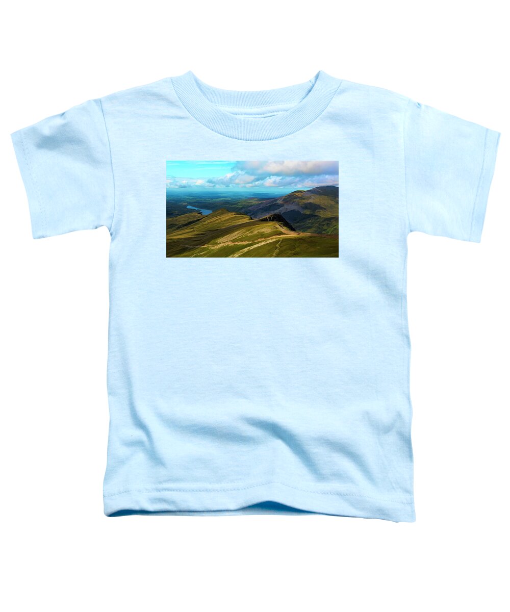 Snowdonia Toddler T-Shirt featuring the digital art Snowdonia #1 by Roger Lighterness