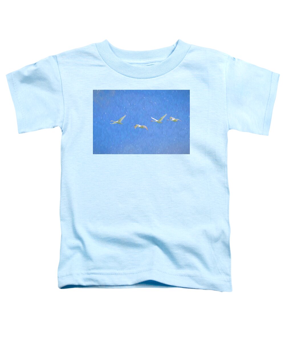 Swan Art Toddler T-Shirt featuring the photograph Swans Flying Art #1 by David Pyatt