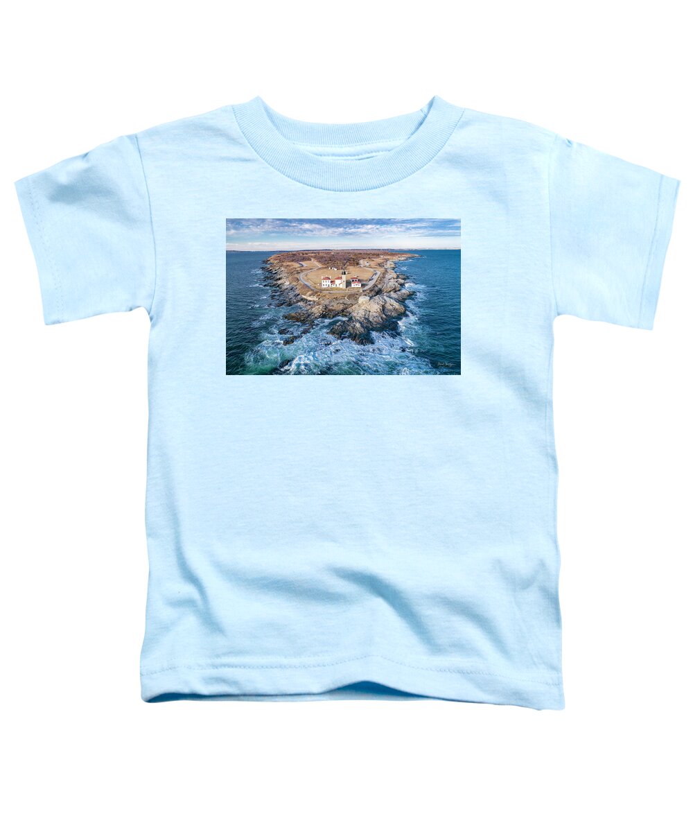 Beaver Tail Lighthouse Toddler T-Shirt featuring the photograph Beaver Tail Lighthouse #2 by Veterans Aerial Media LLC