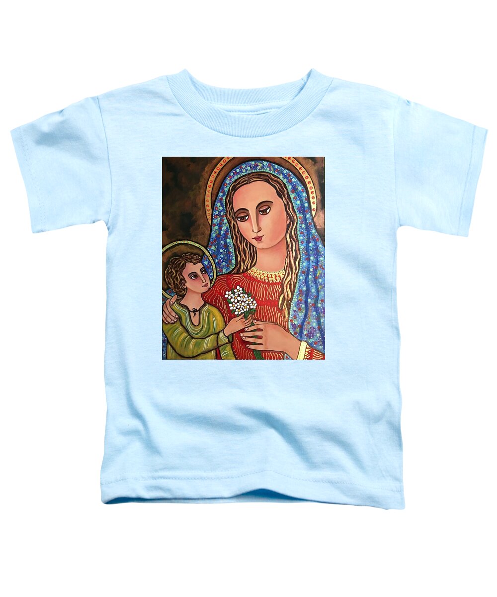 Mary Toddler T-Shirt featuring the painting Madonna and Child Jesus #2 by Susie Grossman