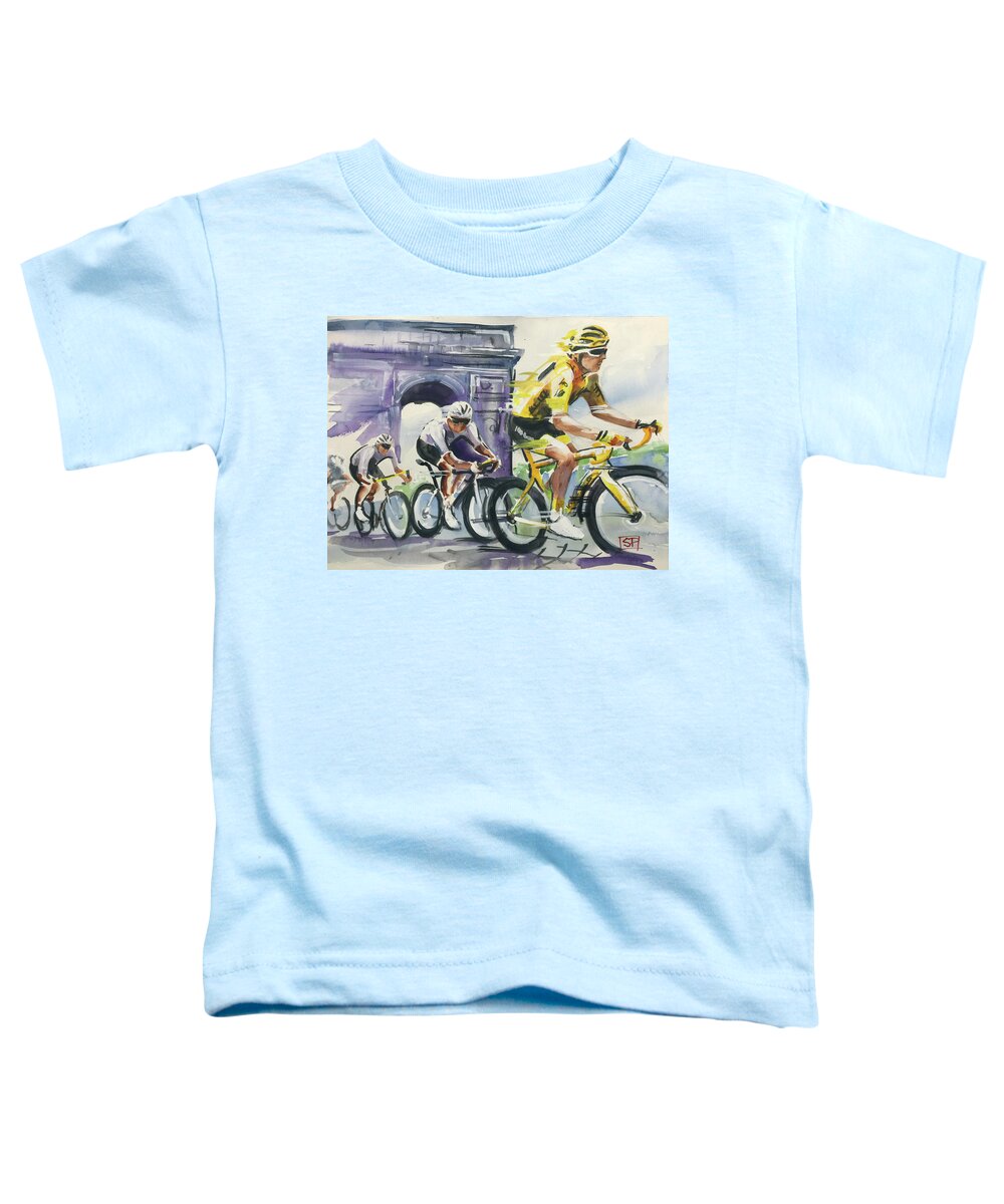 Letour Toddler T-Shirt featuring the painting 21 Gerant Thomas Winner Stage 21 2018 by Shirley Peters