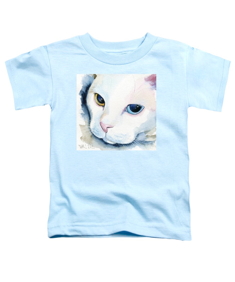 Adele Toddler T-Shirt featuring the painting Adele - White Cat Portrait by Dora Hathazi Mendes