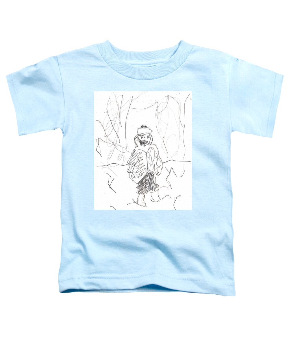 Girl Toddler T-Shirt featuring the drawing After Billy Childish Girl Pencil Drawing b2-16 by Edgeworth Johnstone