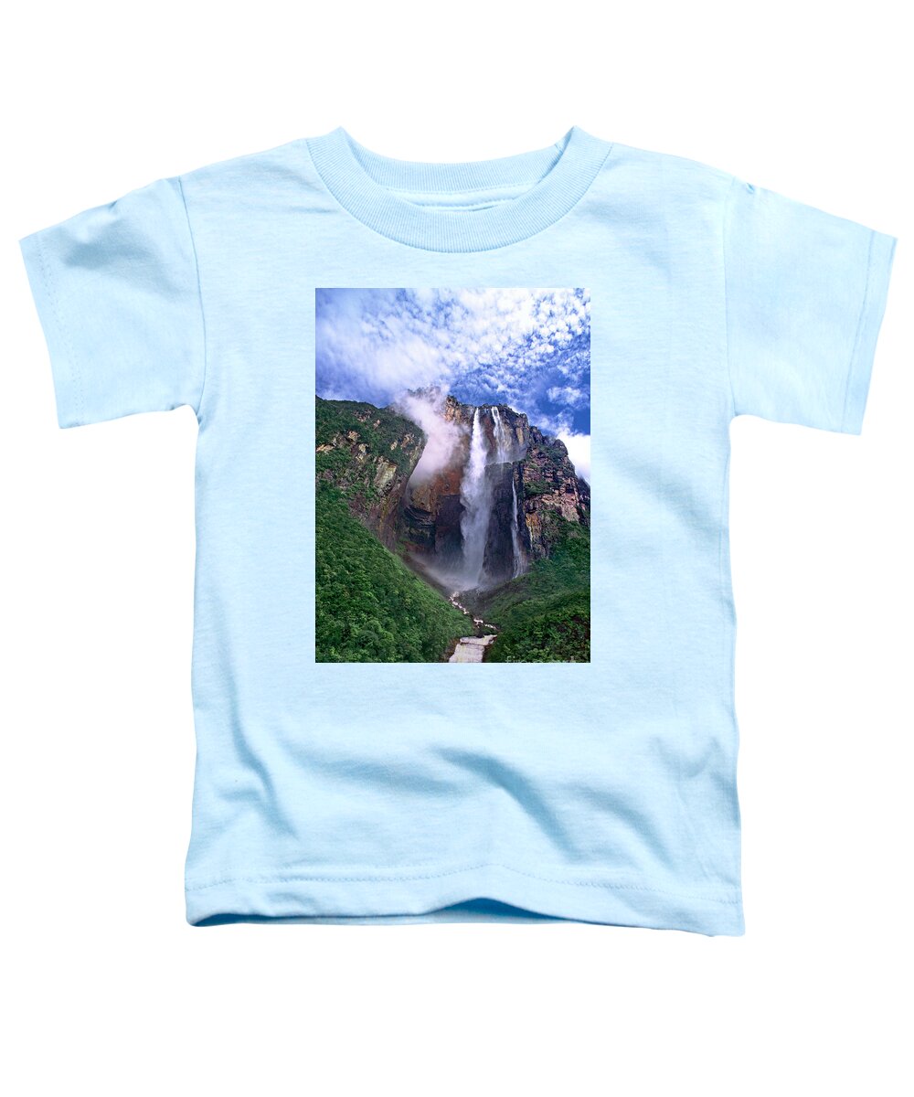 Dave Welling Toddler T-Shirt featuring the photograph Angel Falls And Ayuan Tepui Canaima National Park Venezuela by Dave Welling