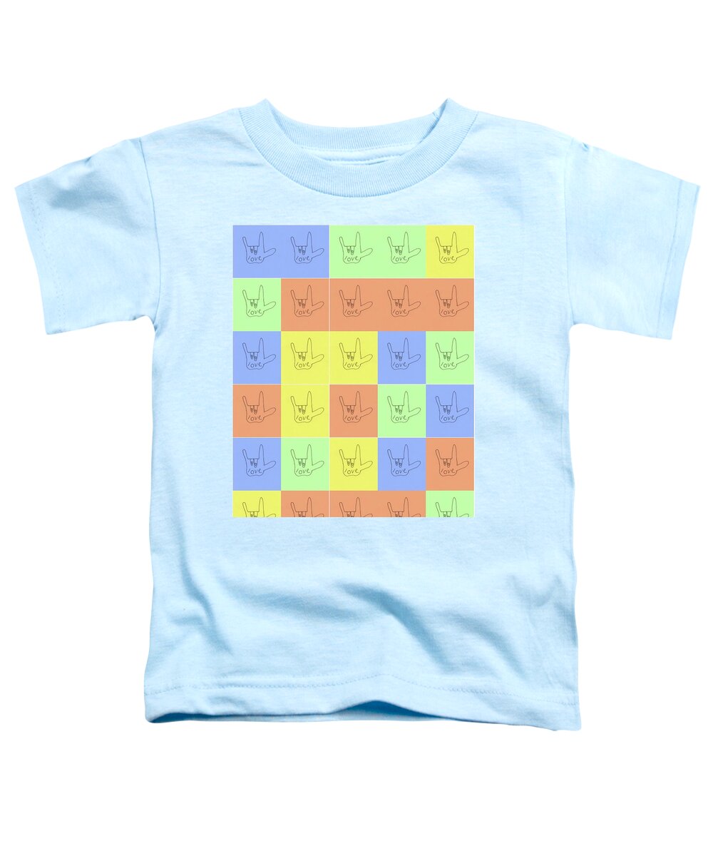  Toddler T-Shirt featuring the digital art Asl Love Sign Color Block by Ashley Rice