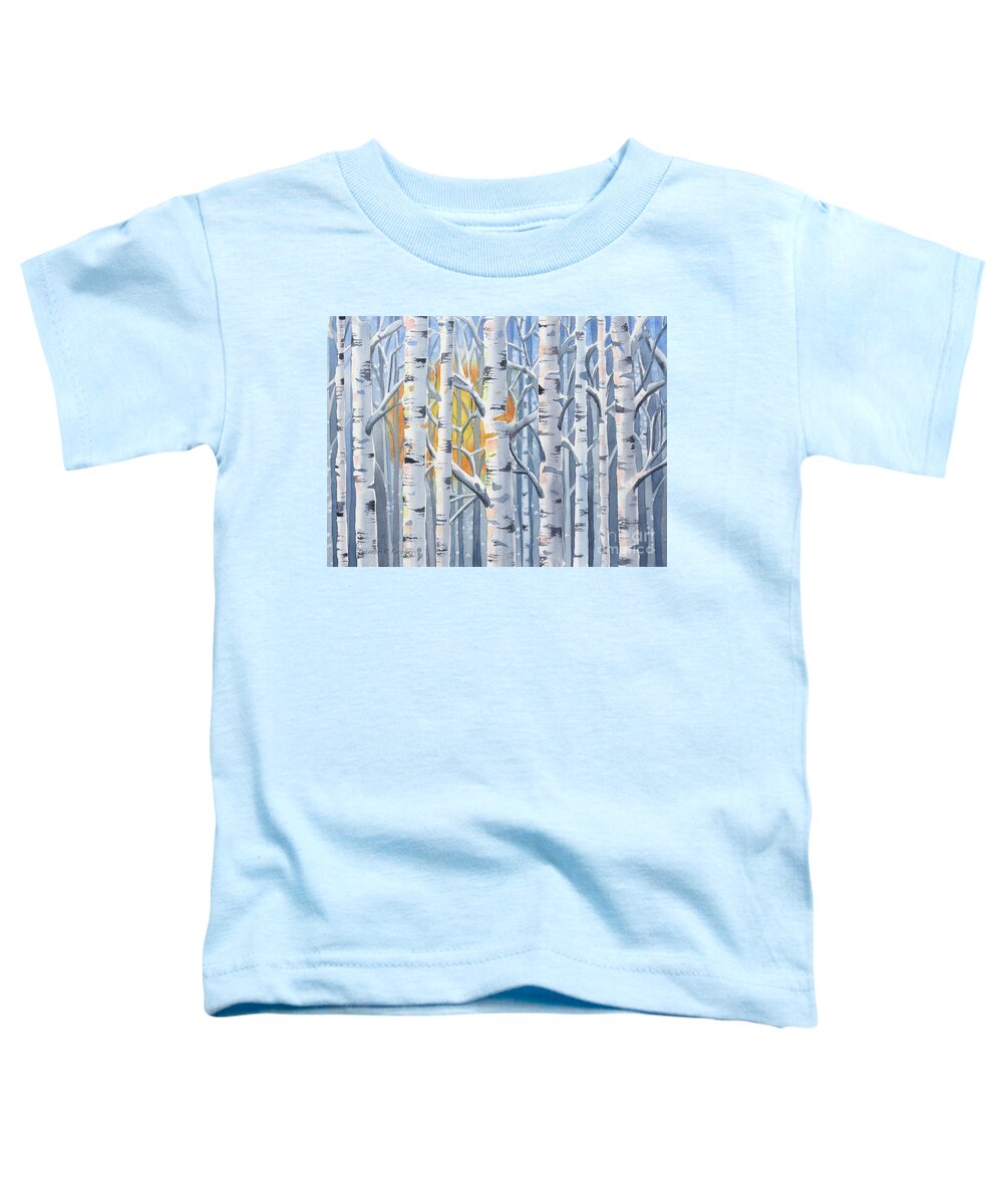 Birch Toddler T-Shirt featuring the painting Birch Glow by Deborah Ronglien