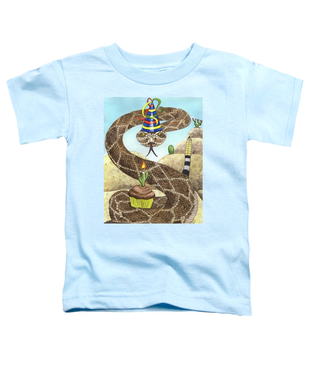 Snake Toddler T-Shirt featuring the painting Birthday Buzzworm by Catherine G McElroy