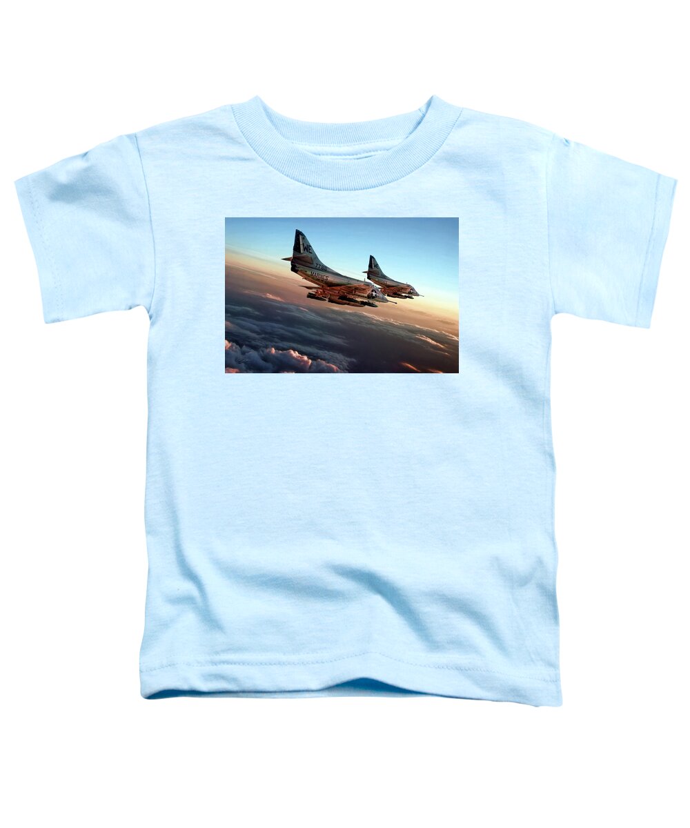Aviation Toddler T-Shirt featuring the digital art Black Sheep Skyhawks by Peter Chilelli