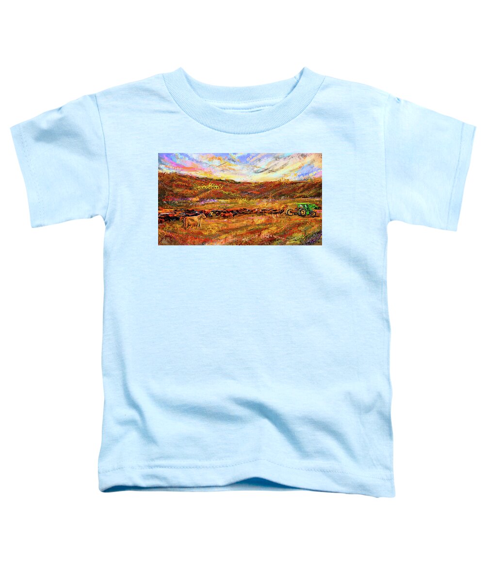 Everton Toddler T-Shirt featuring the painting Bountiful Bovine - Everton, Arkansas by Lourry Legarde
