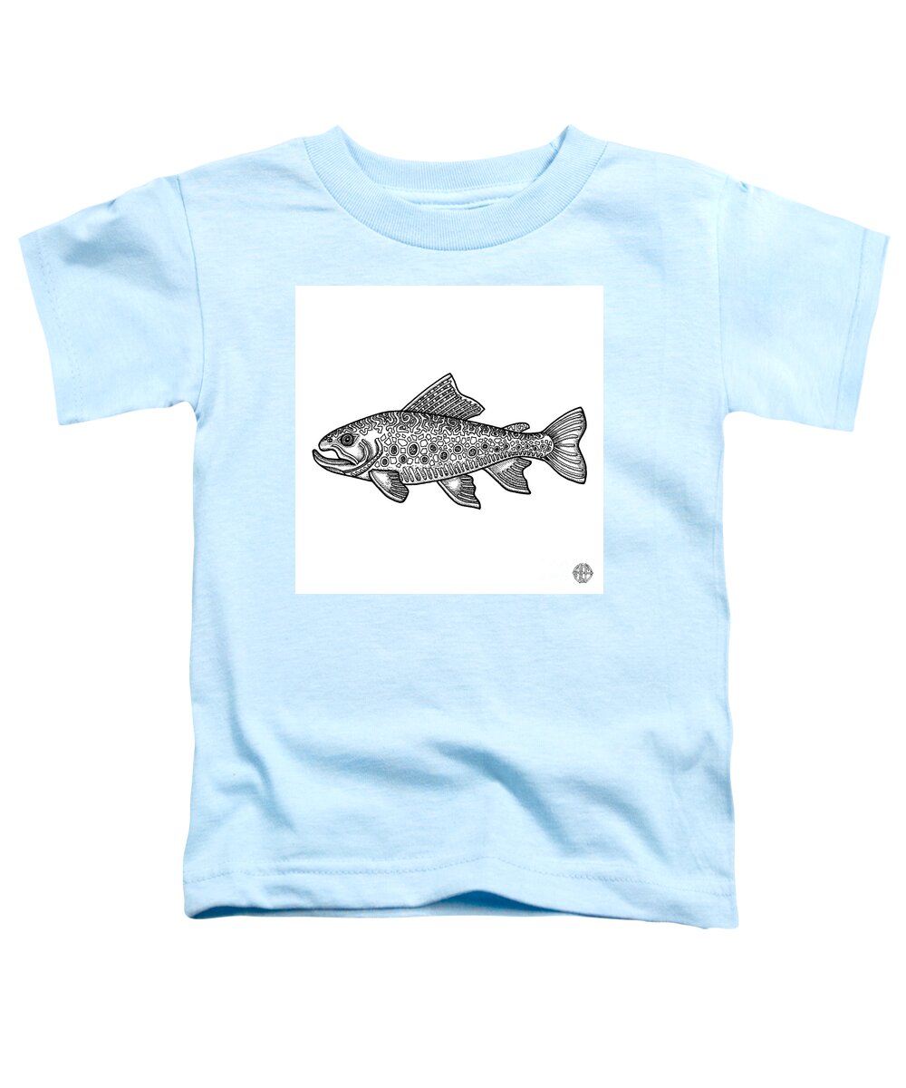 Animal Portrait Toddler T-Shirt featuring the drawing Brook Trout by Amy E Fraser
