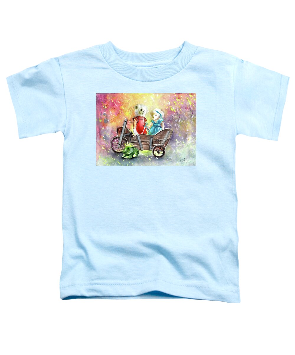 Teddy Toddler T-Shirt featuring the painting Charlie Bears King Of The Fairies And Thumbelina by Miki De Goodaboom