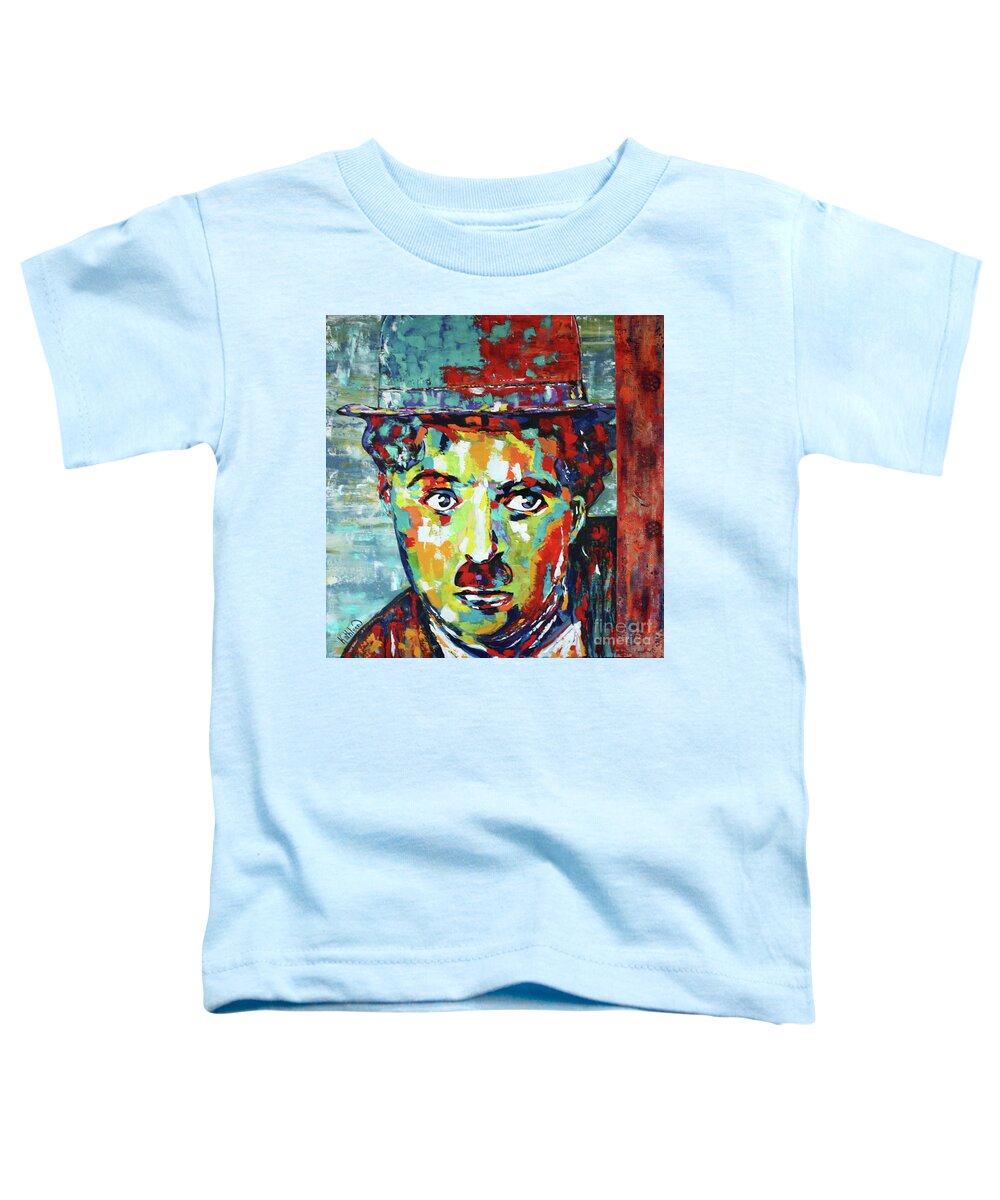 Charlot Toddler T-Shirt featuring the painting Charlie Chaplin Modern Times by Kathleen Artist PRO