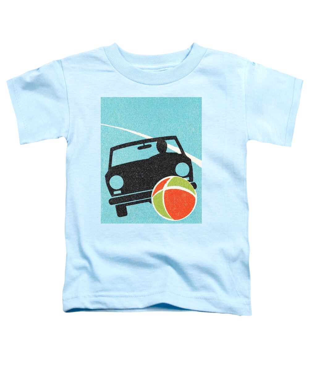 Accident Toddler T-Shirt featuring the drawing Child's ball goes under car by CSA Images