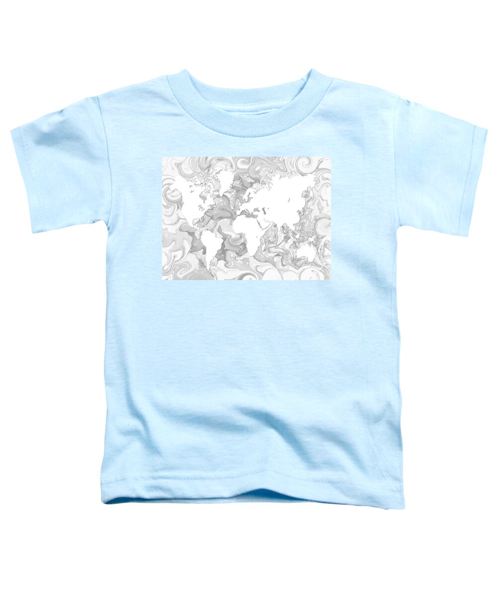 World Map Toddler T-Shirt featuring the digital art Design 141 world map by Lucie Dumas