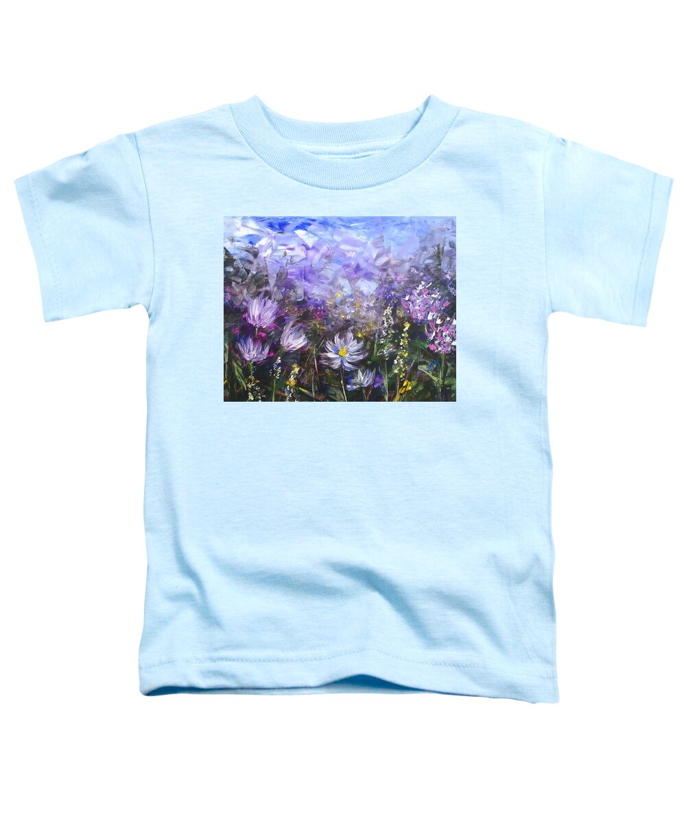 Wildflowers Toddler T-Shirt featuring the painting Field of Wildflowers 2 by Helian Cornwell