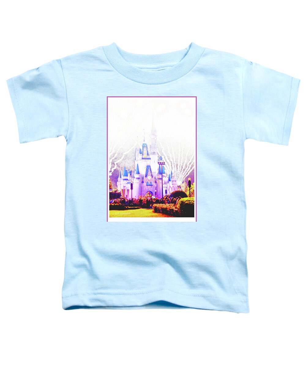 Family Toddler T-Shirt featuring the digital art Fireworks, Cinderella's Castle, Magic Kingdom, Walt Disney World by A Macarthur Gurmankin