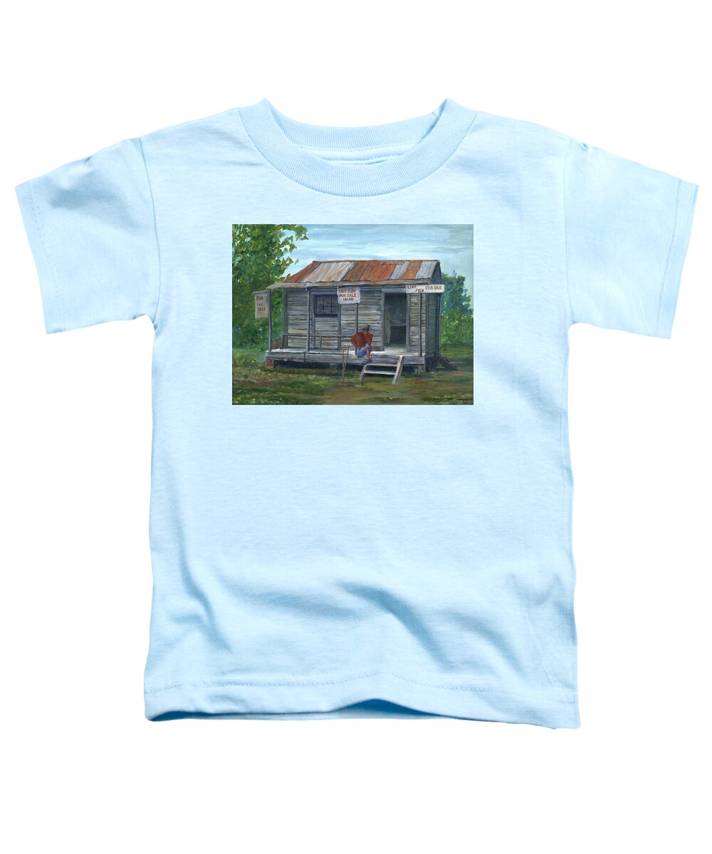 Store Toddler T-Shirt featuring the painting Fish Store, Natchitoches Parish, Louisiana by Lenora De Lude