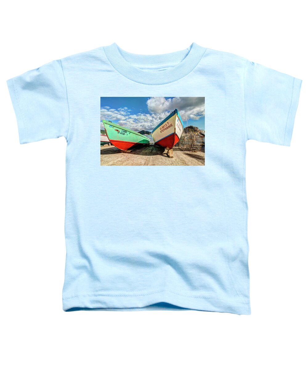 Boats Toddler T-Shirt featuring the photograph Fishing boats in Frenchtown by Gary Felton
