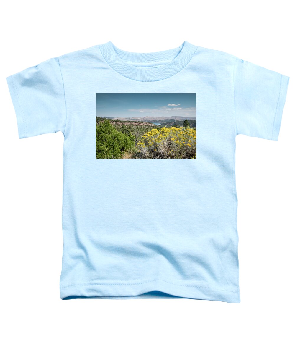 Flaming Gorge Toddler T-Shirt featuring the photograph Flaming Gorge Chamisa by Patricia Gould