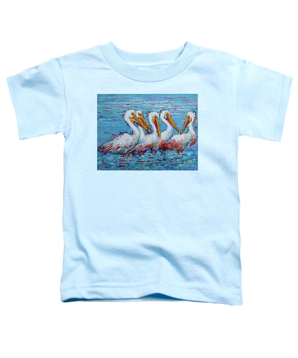  Toddler T-Shirt featuring the painting Flock Of White Pelicans by Jyotika Shroff