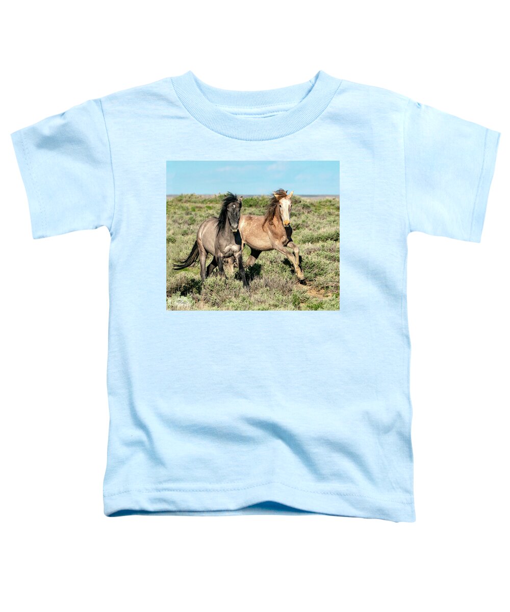 Horses Toddler T-Shirt featuring the photograph Frisky Horse Pals by Judi Dressler