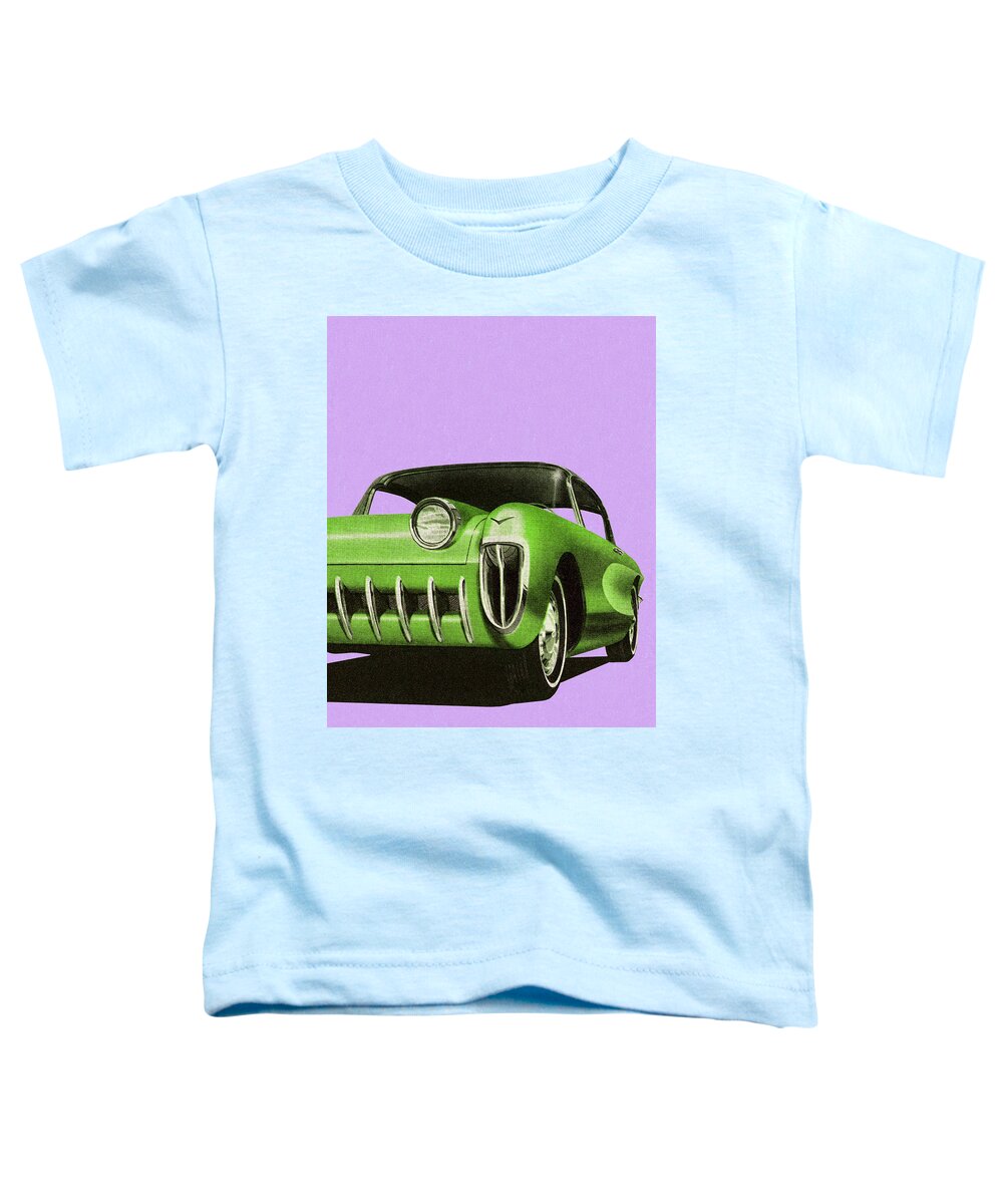 Auto Toddler T-Shirt featuring the drawing Front View of Unique Green Car by CSA Images