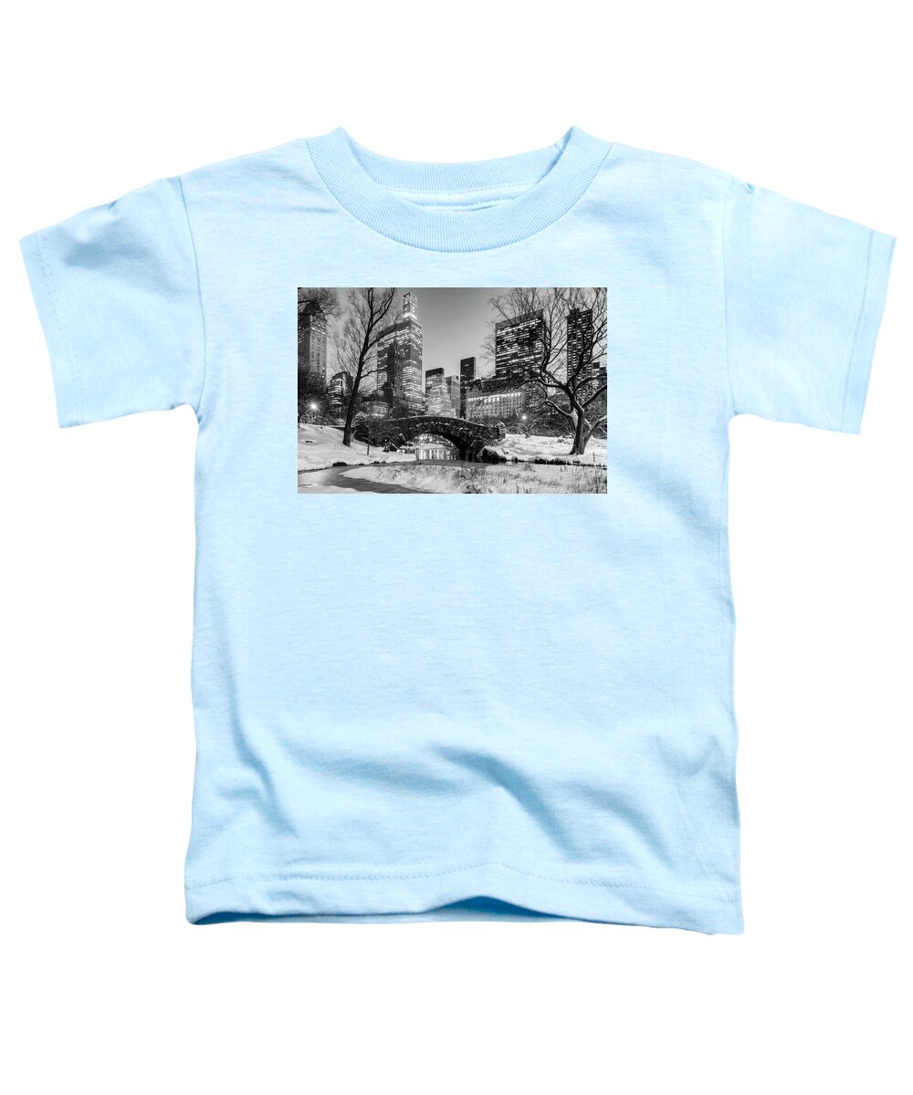 Central Park Snow Toddler T-Shirt featuring the photograph Gapstow Bridge and Snow by Randy Lemoine