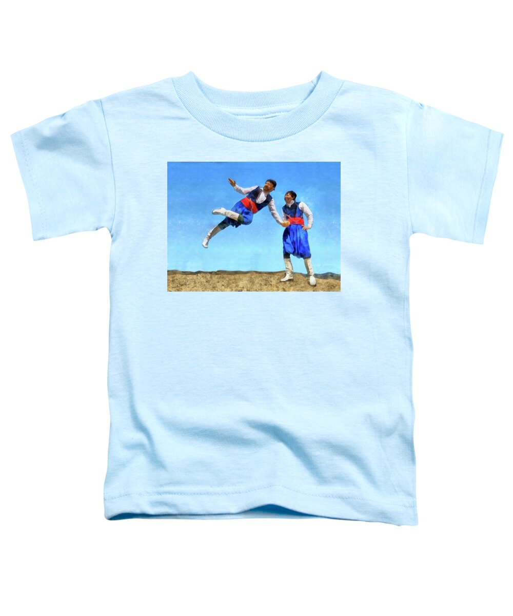 Rossidis Toddler T-Shirt featuring the painting Greek dance Pentozali by George Rossidis