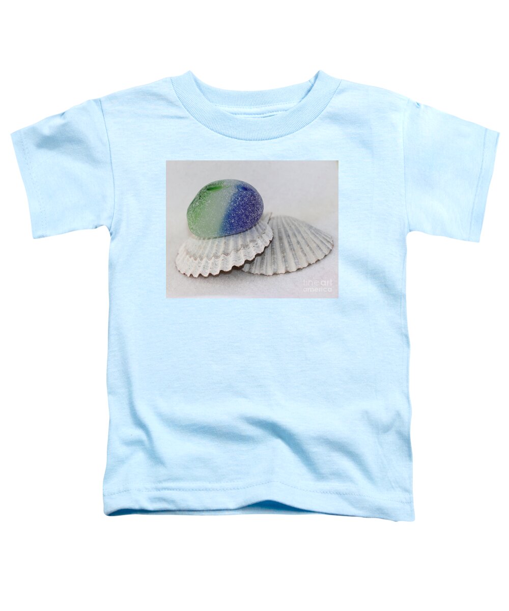 Green Sea Glass Toddler T-Shirt featuring the photograph Green and blue sea glass by Janice Drew