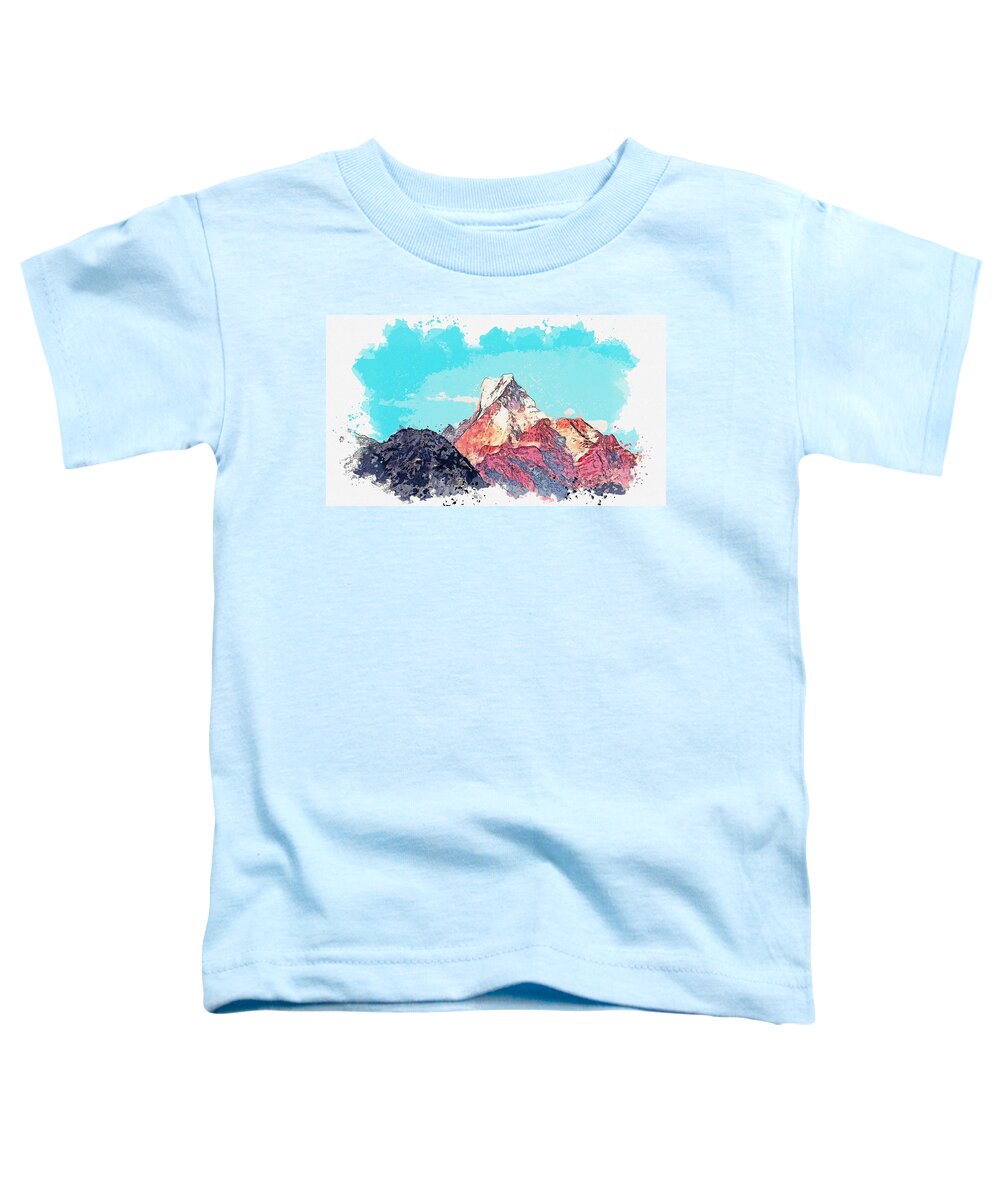 Flower Toddler T-Shirt featuring the painting Himalayas - watercolor by Adam Asar by Celestial Images