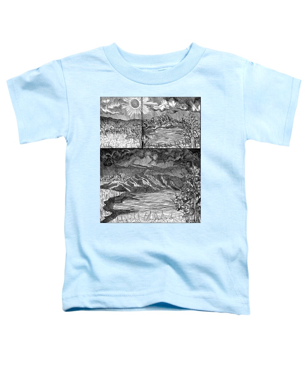 Digital Pen And Ink Toddler T-Shirt featuring the digital art Incoming Storm by Angela Weddle