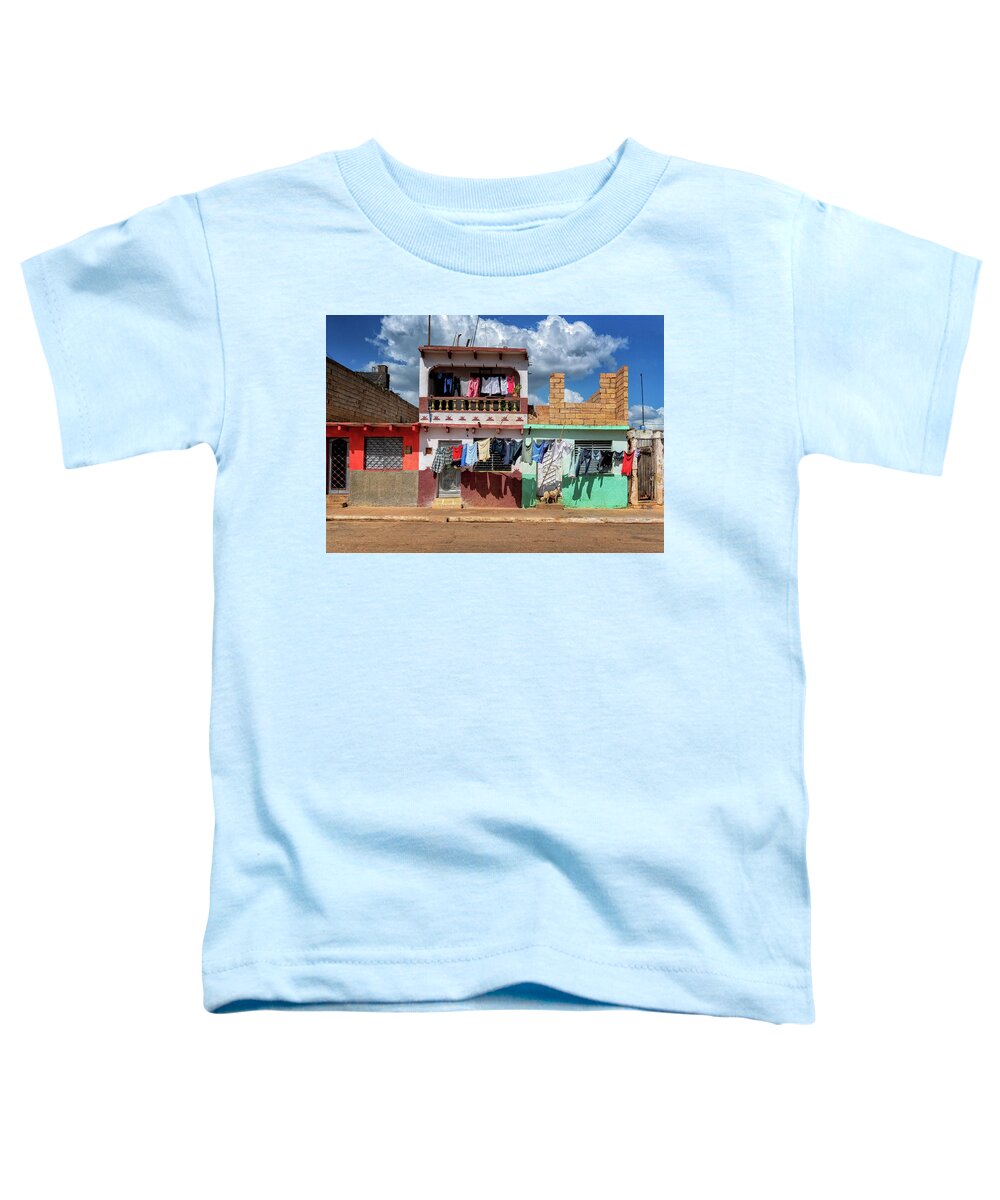 Havana Cuba Toddler T-Shirt featuring the photograph Laundry In The Sun by Tom Singleton
