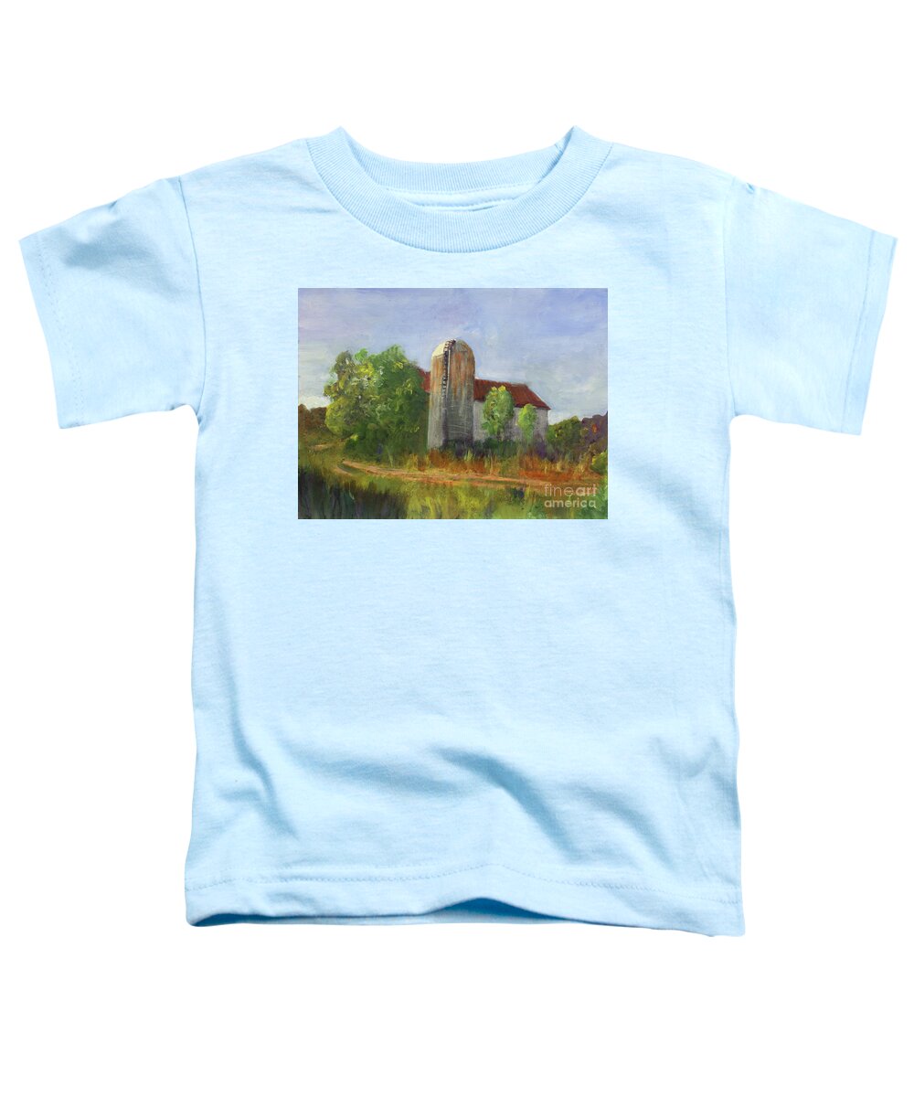 Art Toddler T-Shirt featuring the painting Lidback Farm Barn by Donna Walsh