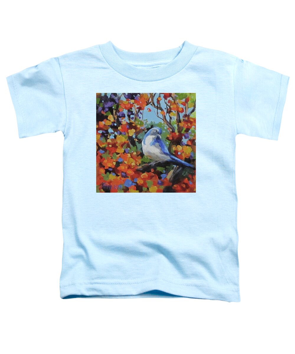 Birds Toddler T-Shirt featuring the painting Little Jay by Karen Ilari