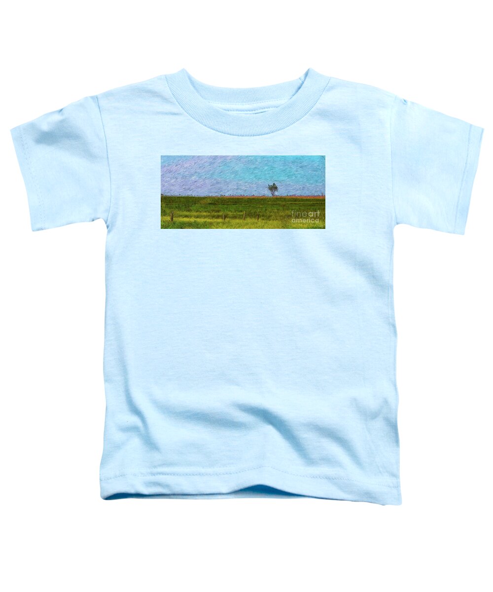 Tree Toddler T-Shirt featuring the mixed media Lonely Tree Pano Painterly by Jennifer White
