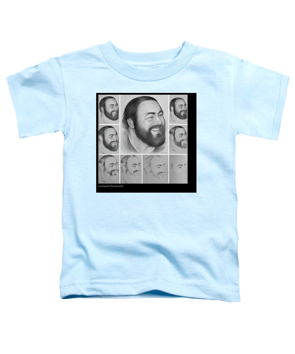 Luciano Pavarotti Toddler T-Shirt featuring the drawing Luciano by Greg Joens