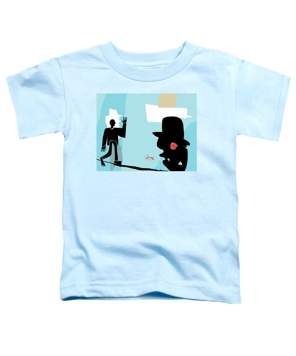 Accessories Toddler T-Shirt featuring the drawing Man Waving to Another Man by CSA Images