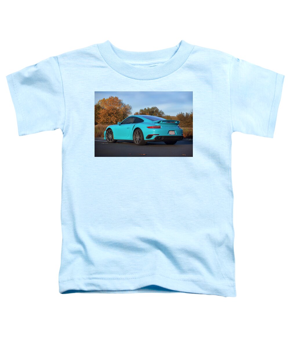 Cars Toddler T-Shirt featuring the photograph #Miami #Blue #Porsche 911 #Turbo S #Print by ItzKirb Photography