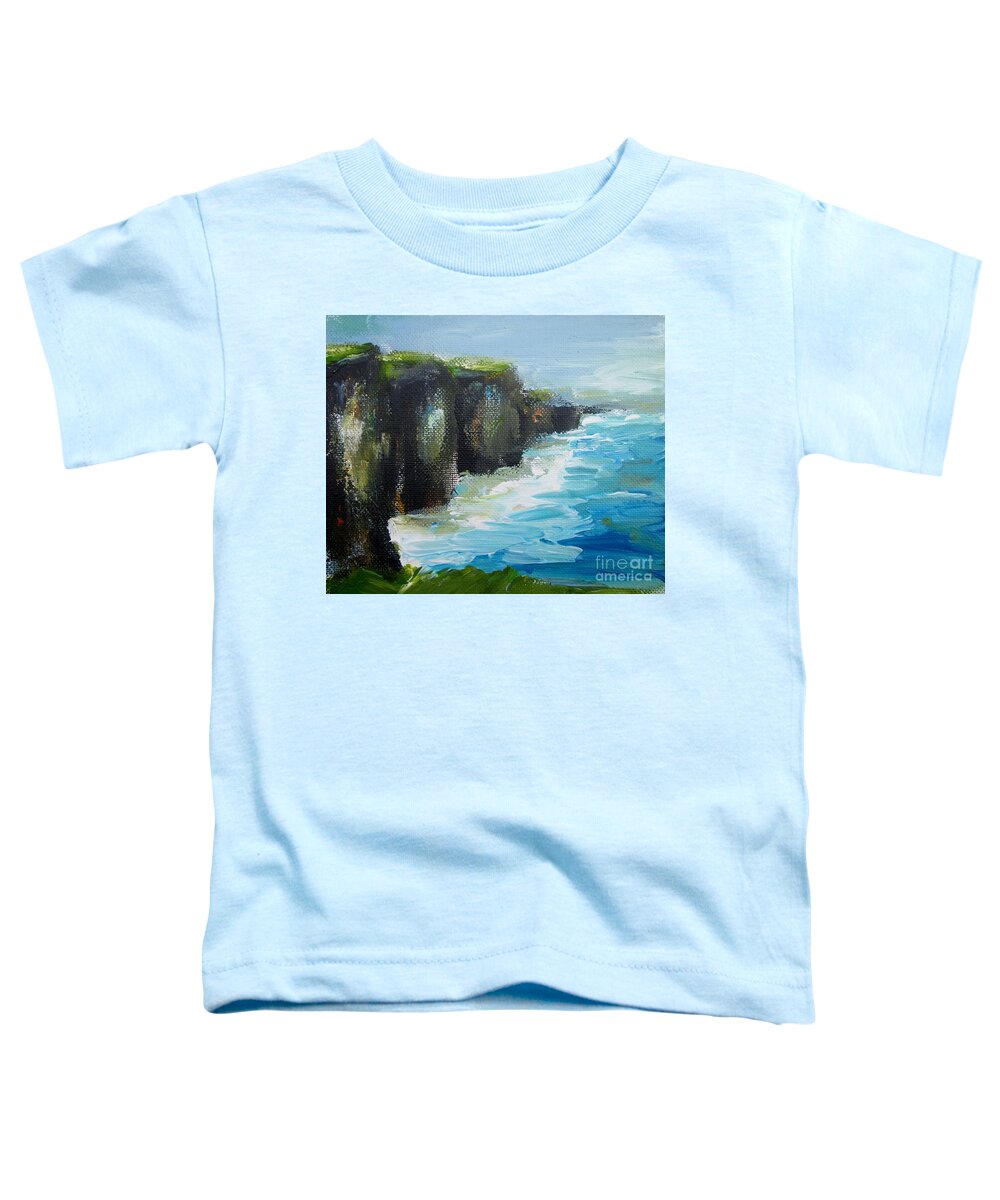 Cliffs Of Moher Toddler T-Shirt featuring the painting Painting Of Jmoher Cliffs Ireland by Mary Cahalan Lee - aka PIXI