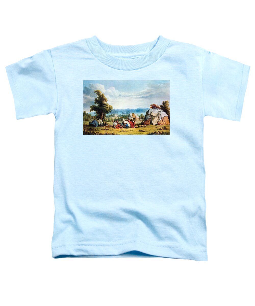 19th Century Toddler T-Shirt featuring the painting Ojibwe Indian Encampment, Sault Ste by Science Source
