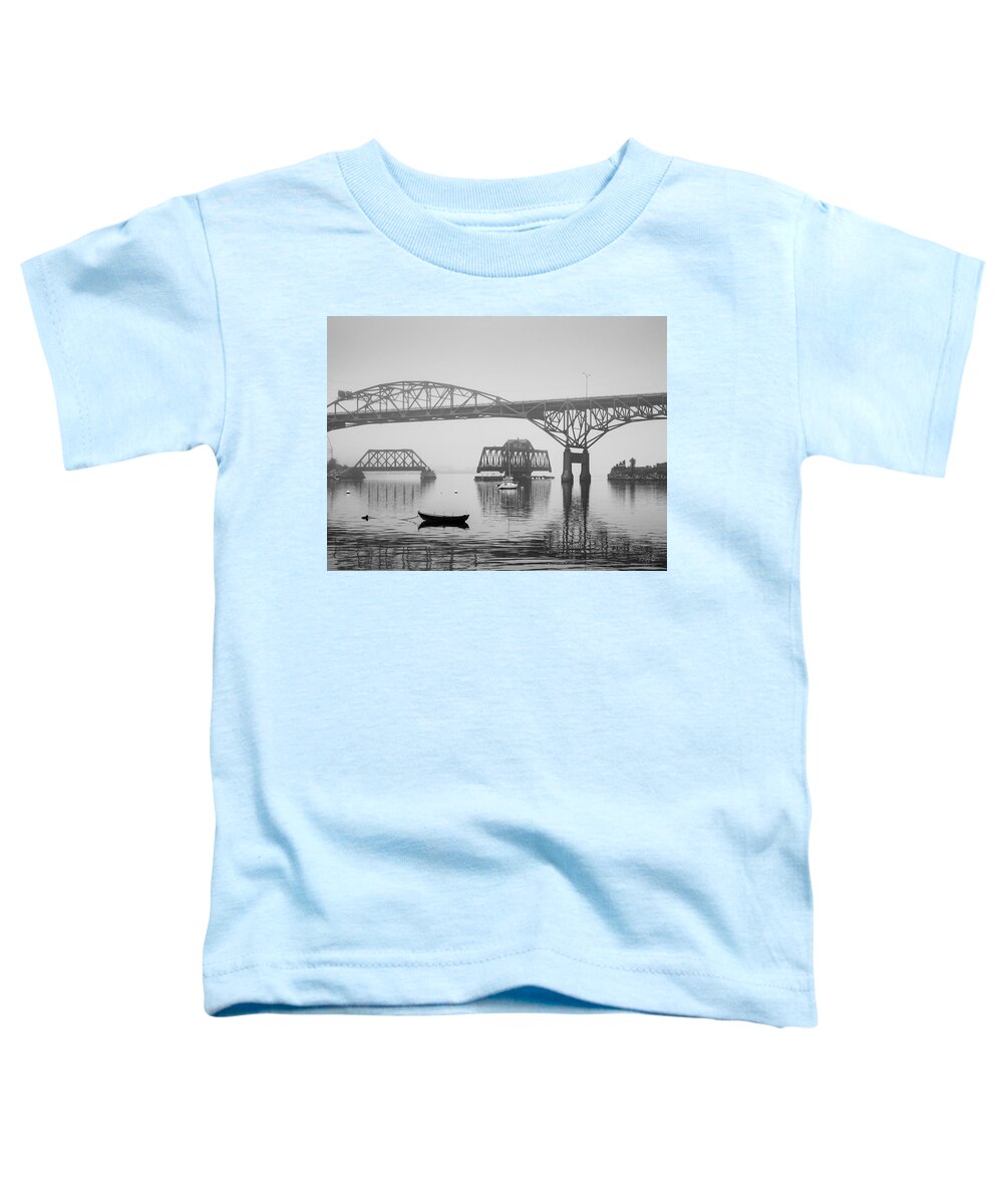 Architectural Toddler T-Shirt featuring the photograph Old Sakonnet River Bridge III BW by David Gordon