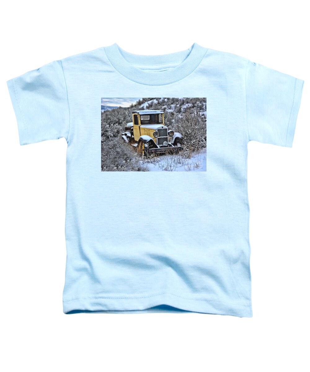 Vintage Toddler T-Shirt featuring the photograph Old Yellow Truck by Vivian Martin