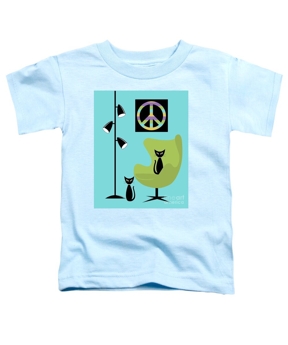 70s Toddler T-Shirt featuring the digital art Peace Symbol Green Chair by Donna Mibus