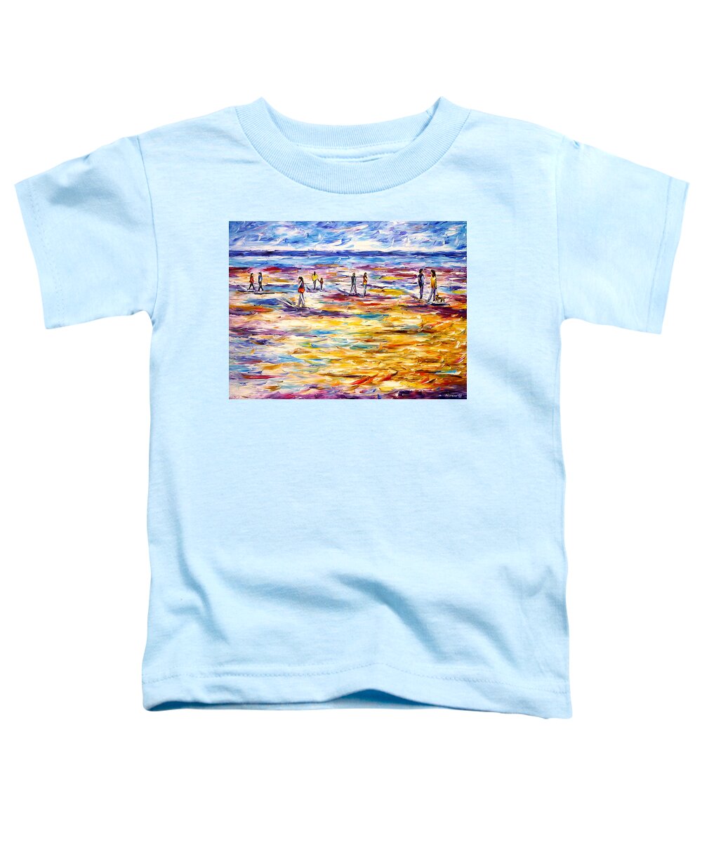 Beach Abstract Toddler T-Shirt featuring the painting People On The Beach by Mirek Kuzniar