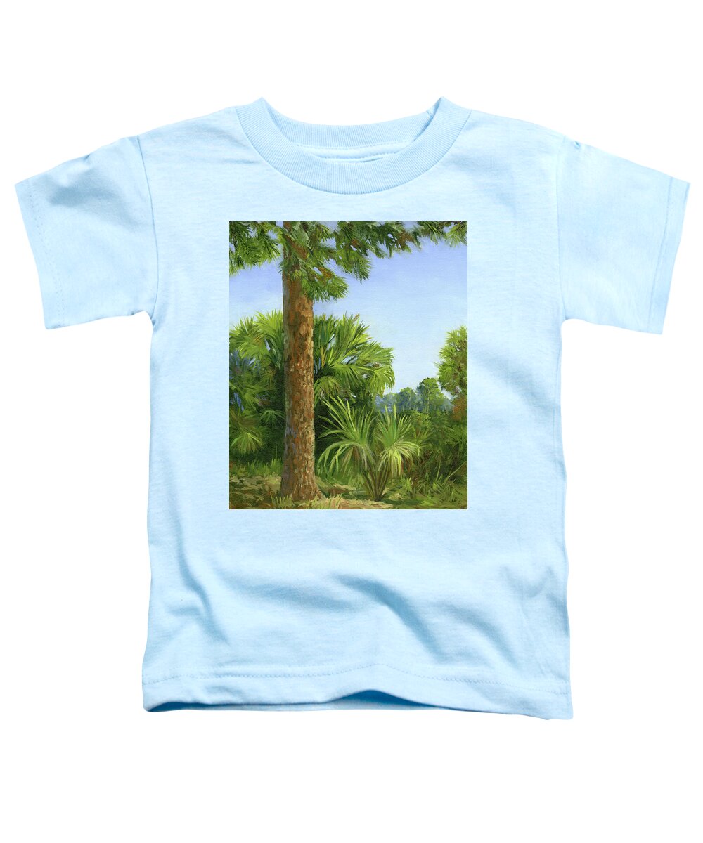 Landscape Toddler T-Shirt featuring the painting Pine and Palms by Donna Tucker