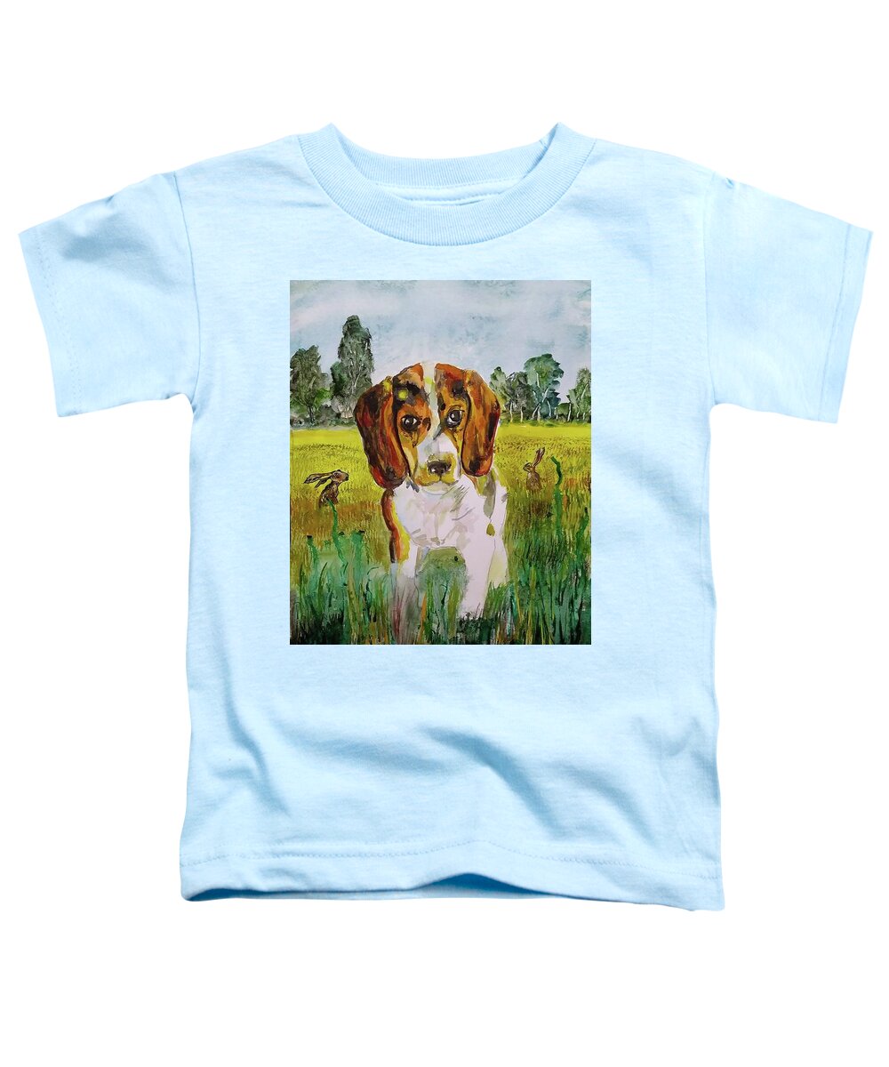 Beagle Toddler T-Shirt featuring the painting Playmates by Mike Benton