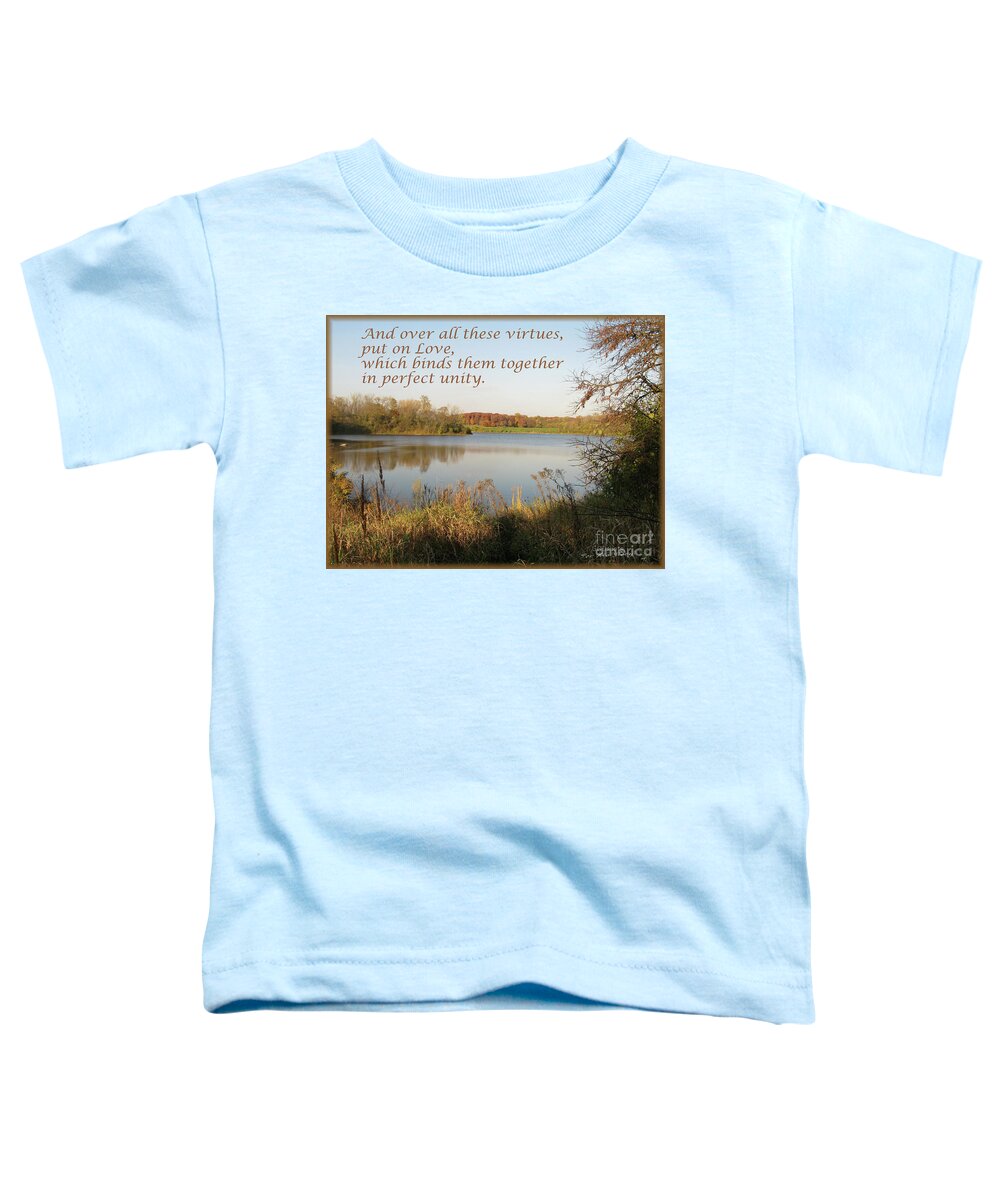  Toddler T-Shirt featuring the mixed media Put on Love by Lori Tondini