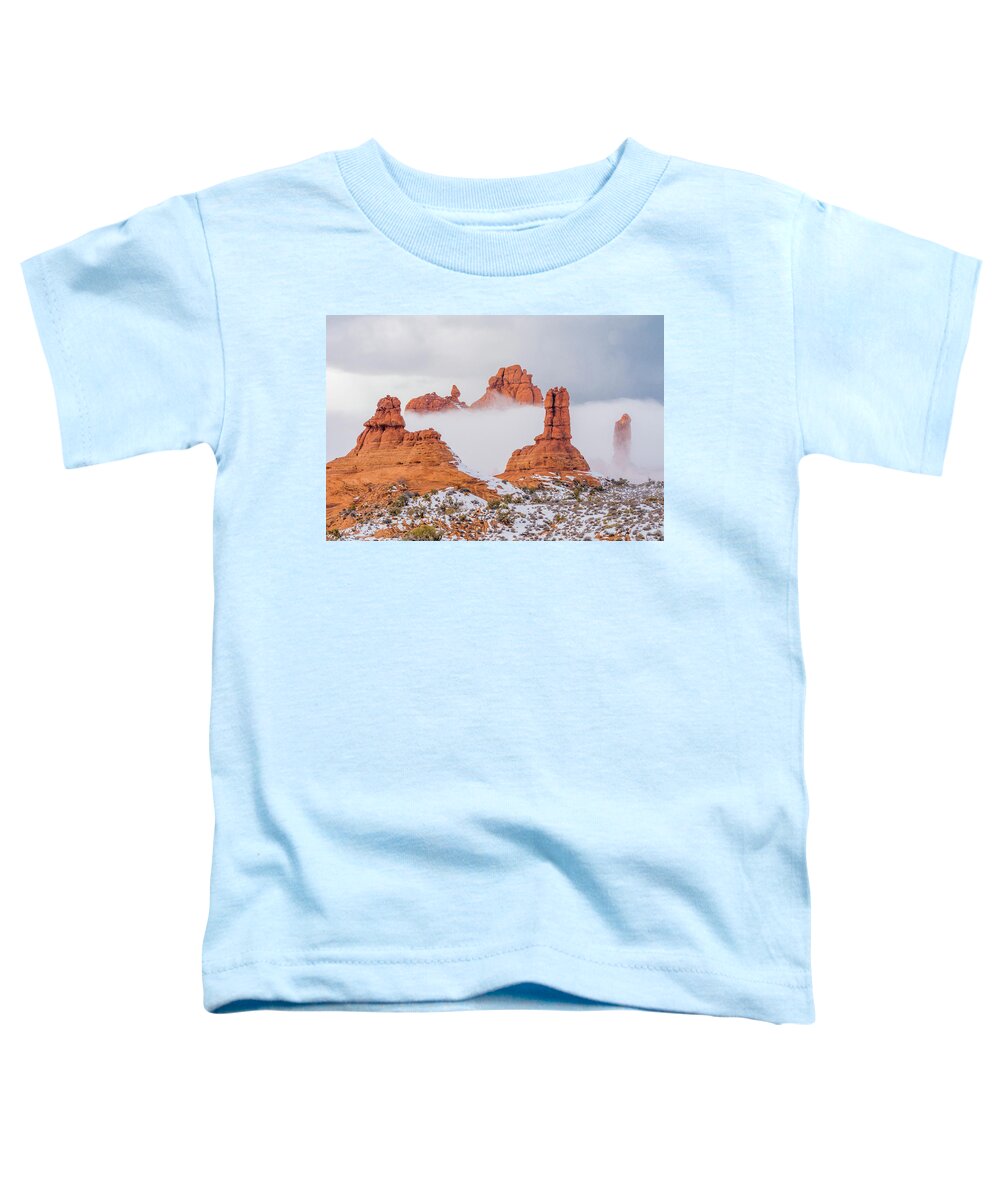Jeff Foott Toddler T-Shirt featuring the photograph Sandstone Formations In The Mist by Jeff Foott