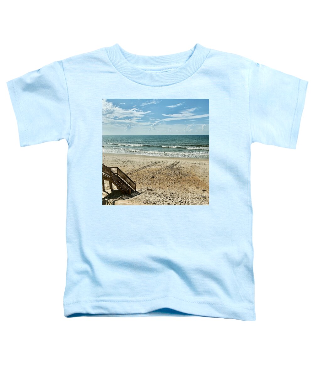 Sea Turtle Toddler T-Shirt featuring the photograph Sea Turtle Tracks Surf City Topsail Island N by Flippin Sweet Gear